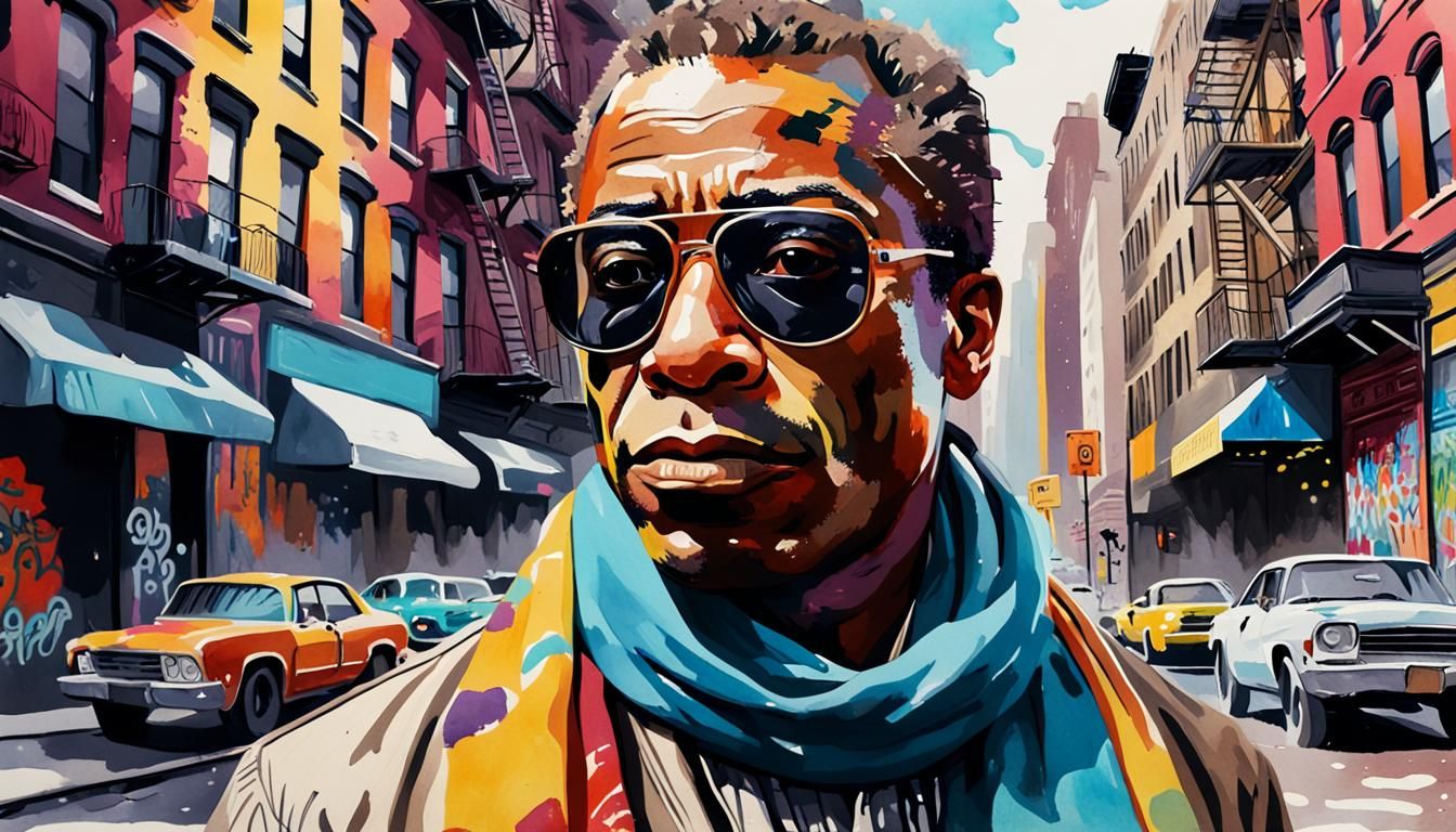 James Baldwin Pop Art Portrait in Watercolor