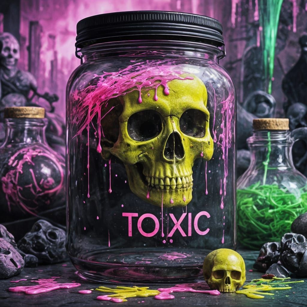 Glass Jar of Skulls: Dark Fantasy Illustration