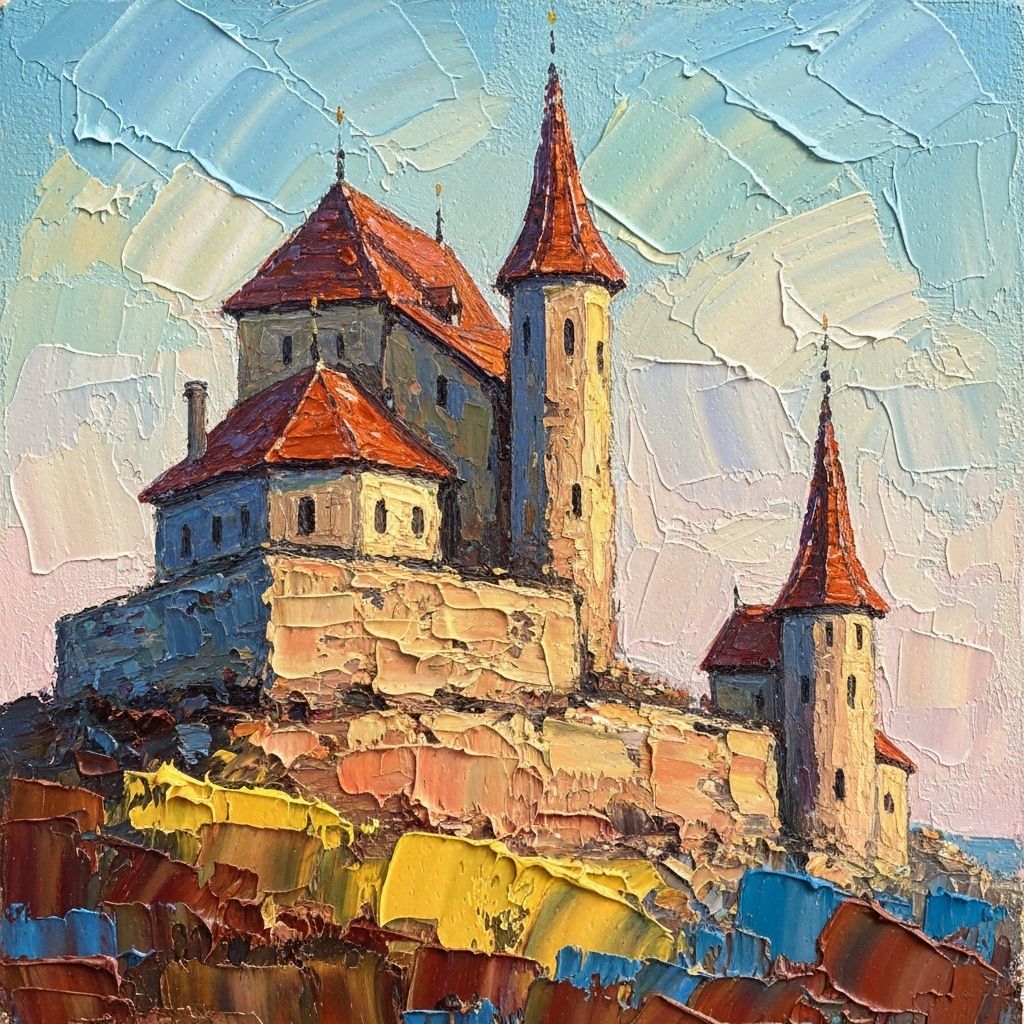 Trim Castle in Neo-Impressionist Style