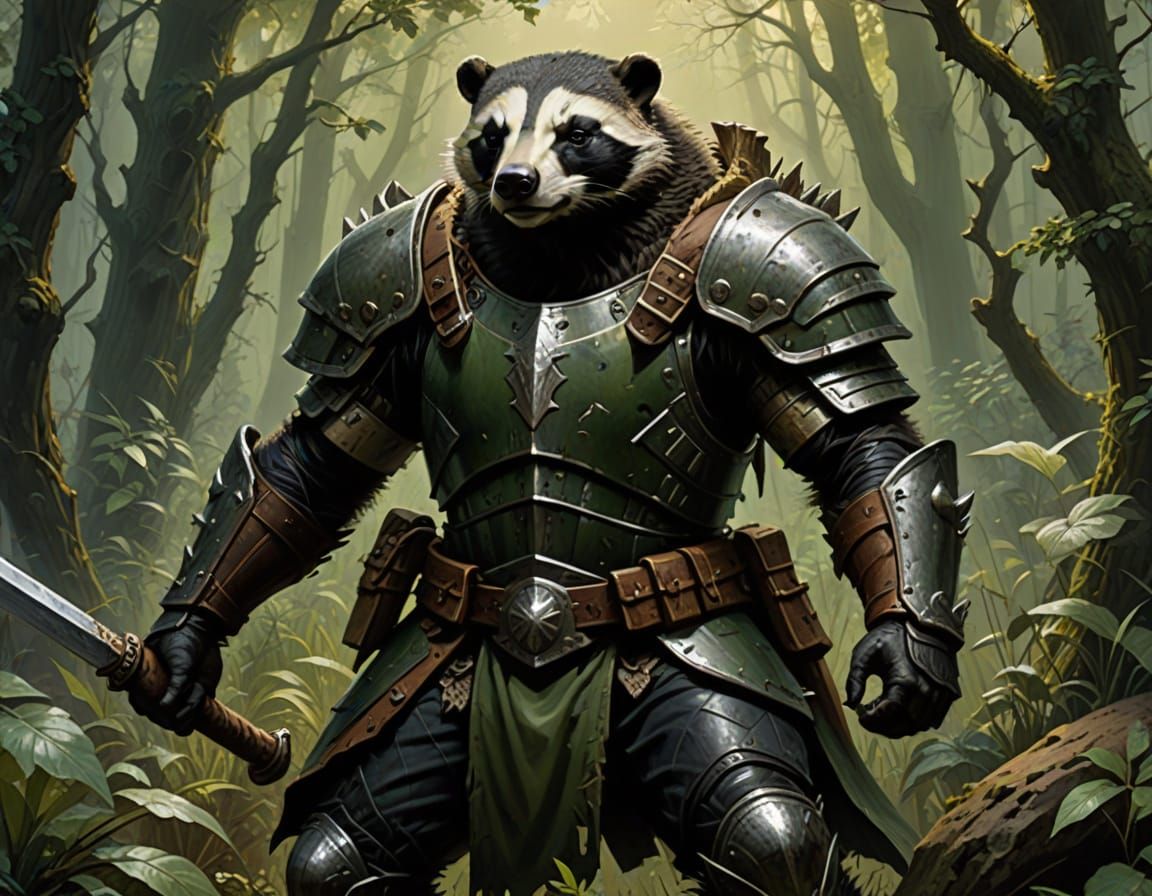 Badger Warrior in Gritty Fantasy Realism
