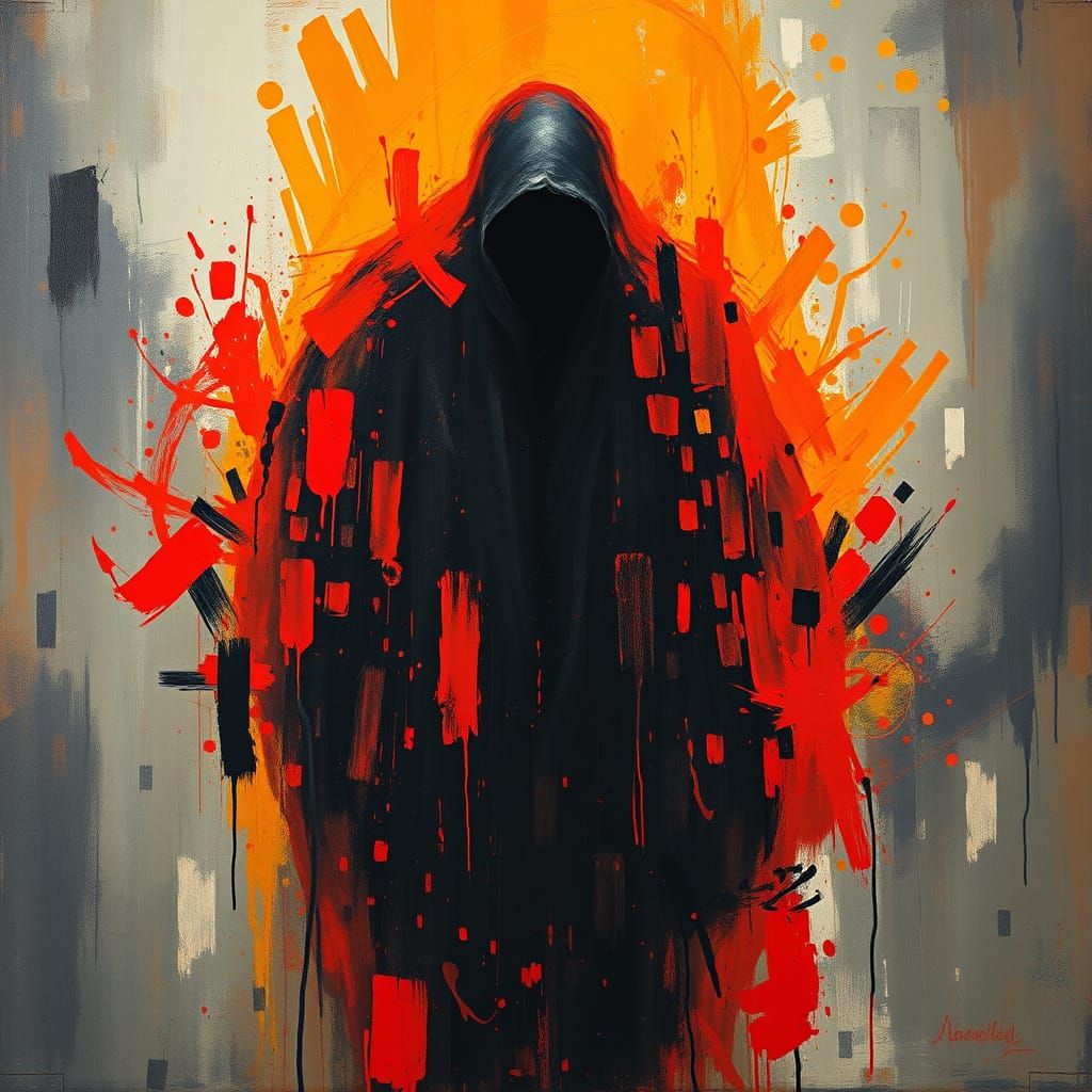 Ominous Figure in Abstract Expressionist Style