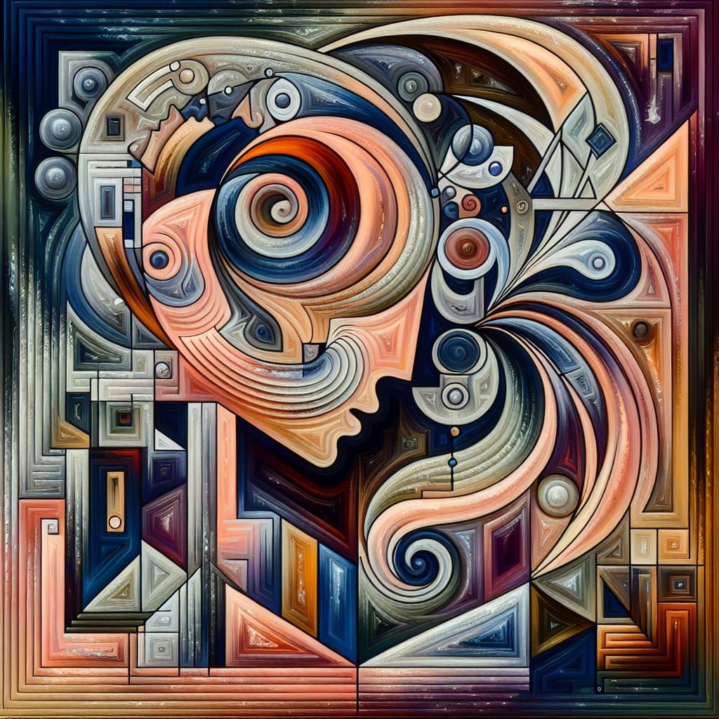 Geometric Abstract Art with Kissing Figures