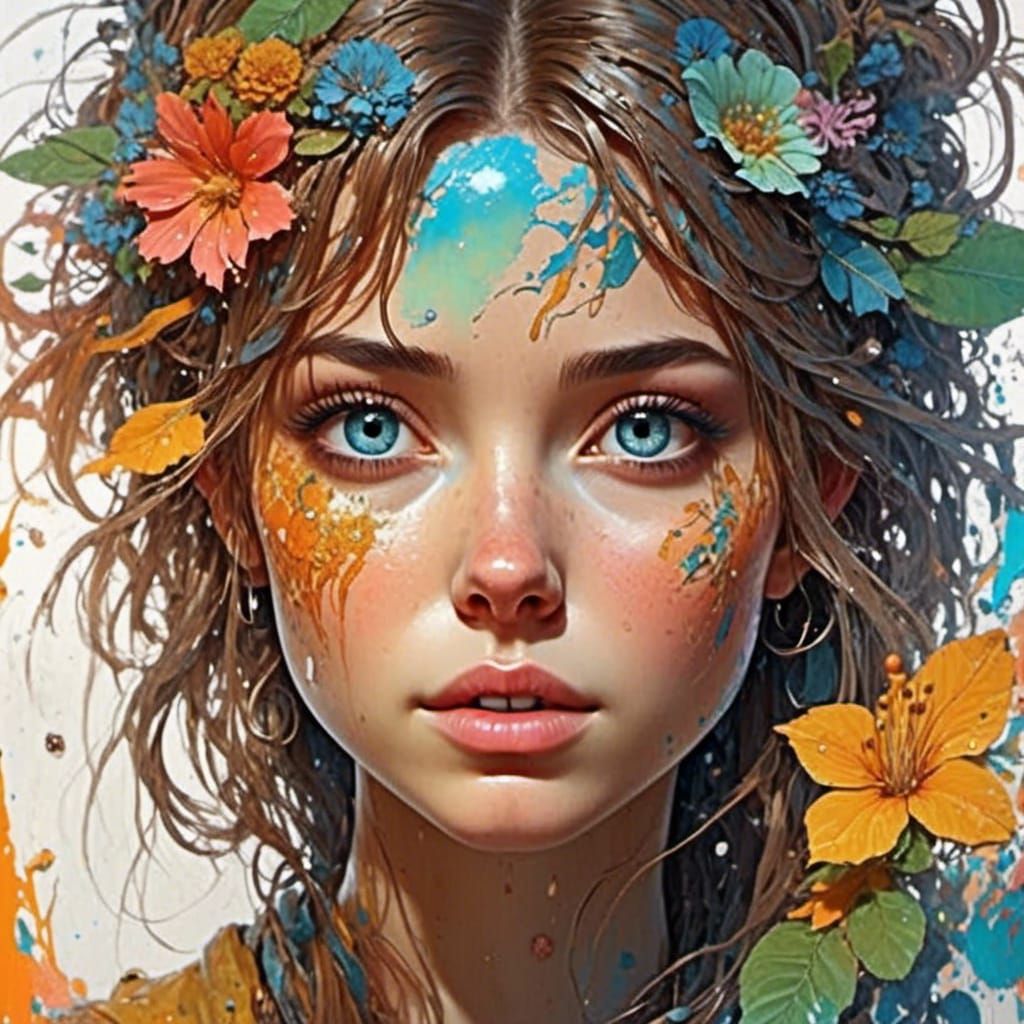 Adorable Chibi Character with Prismatic Eyes