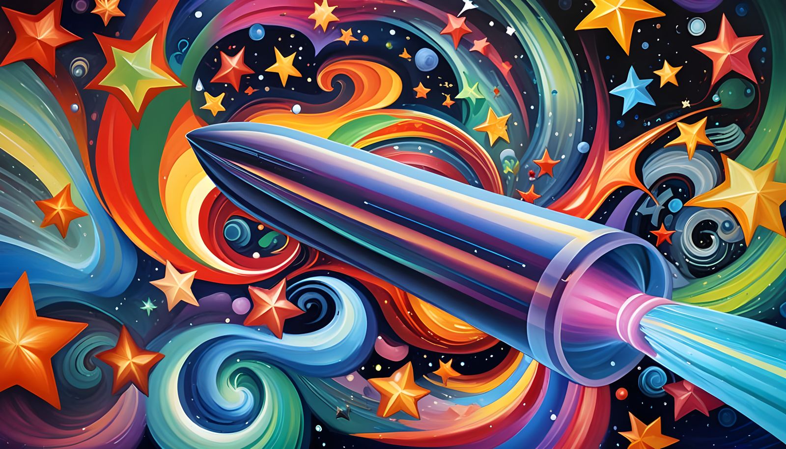 Miraculous Space Odyssey in Vibrant Oil Painting Style