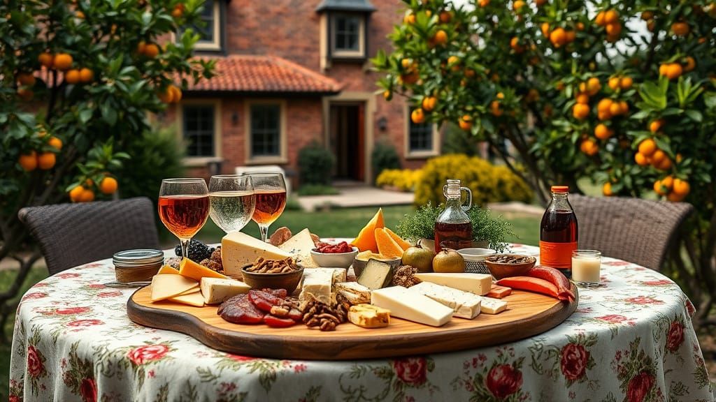 Victorian Cheese Platter in Cozy Countryside Scene