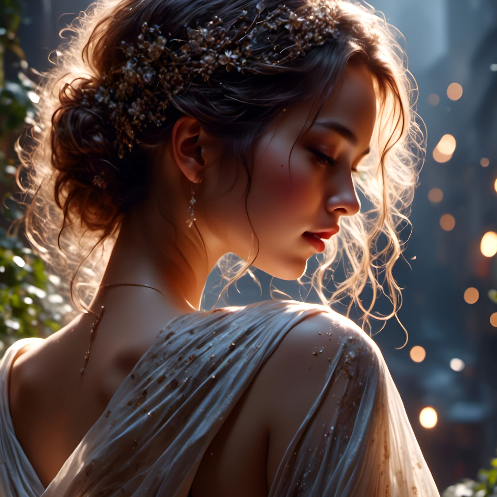 Woman in Silk Sheet: Splatter Graffiti Style