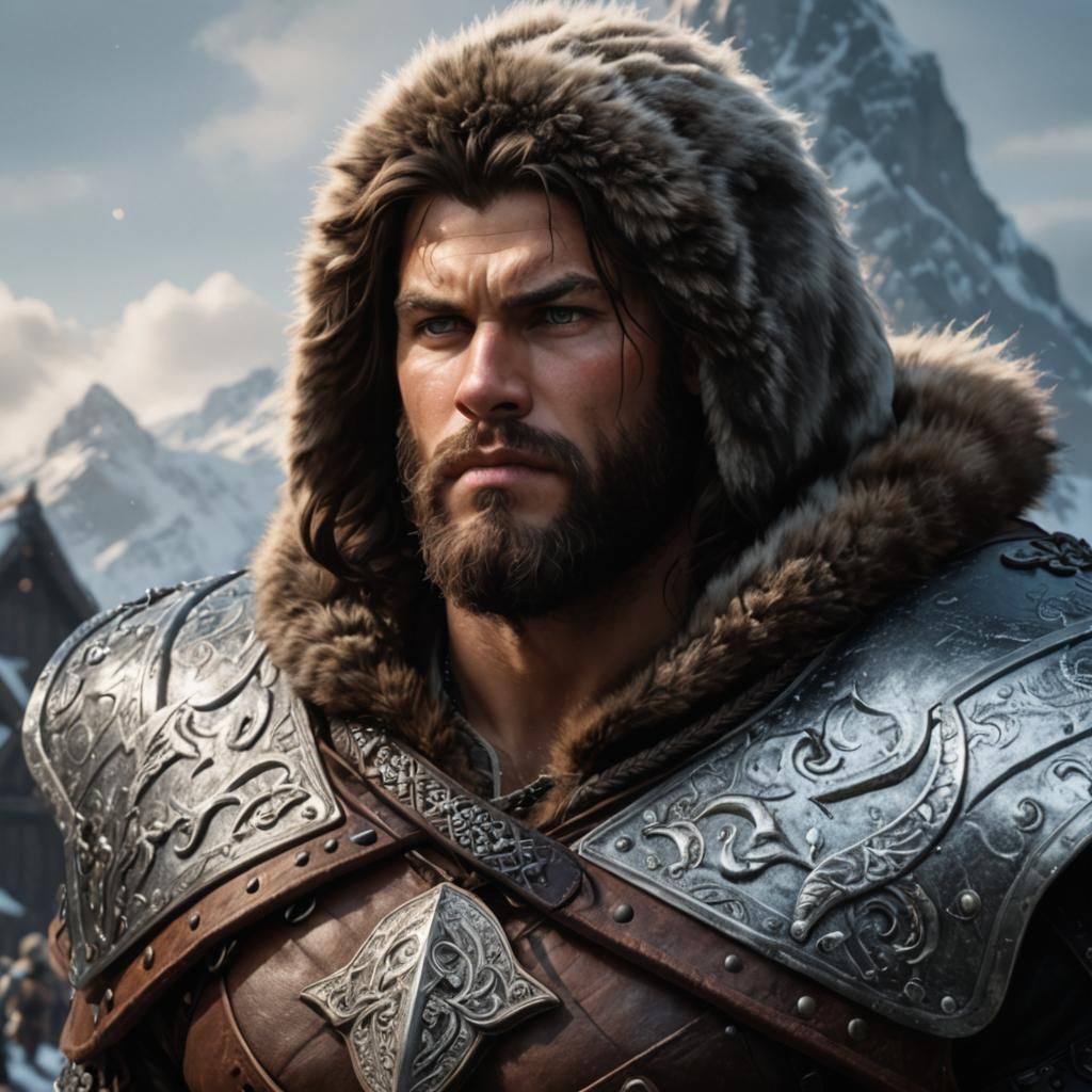 Viking Barbarian Portrait in High Fantasy Style
