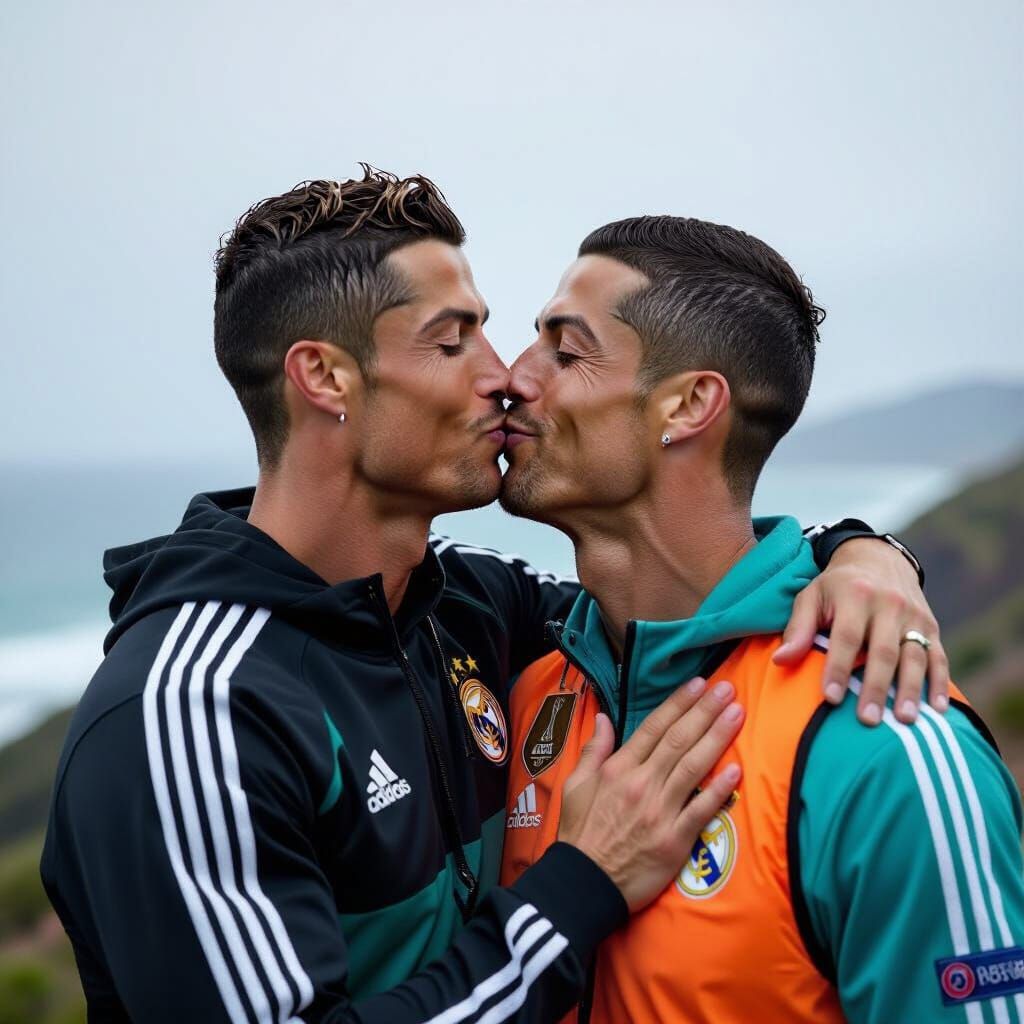 Cristiano Ronaldo Kissing a Man: Photojournalism Style