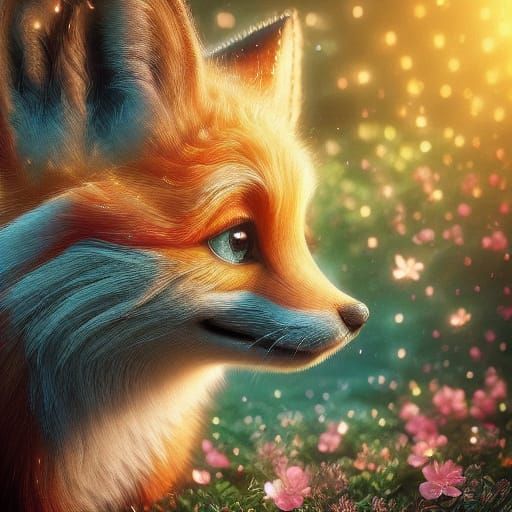 Vivid Oil Painting of a Fox in Spring Woodland