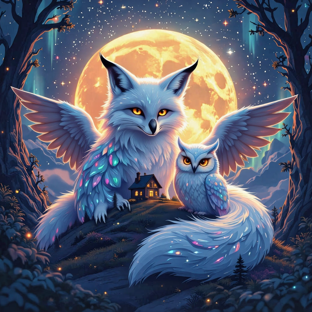 Astral Fox-Owl Hybrid in a Cosmic Landscape