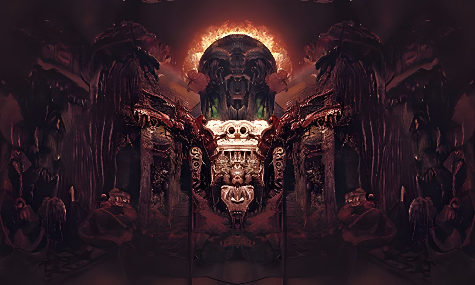 Hyperrealistic Mayan Temple in Jungle, Horror Art