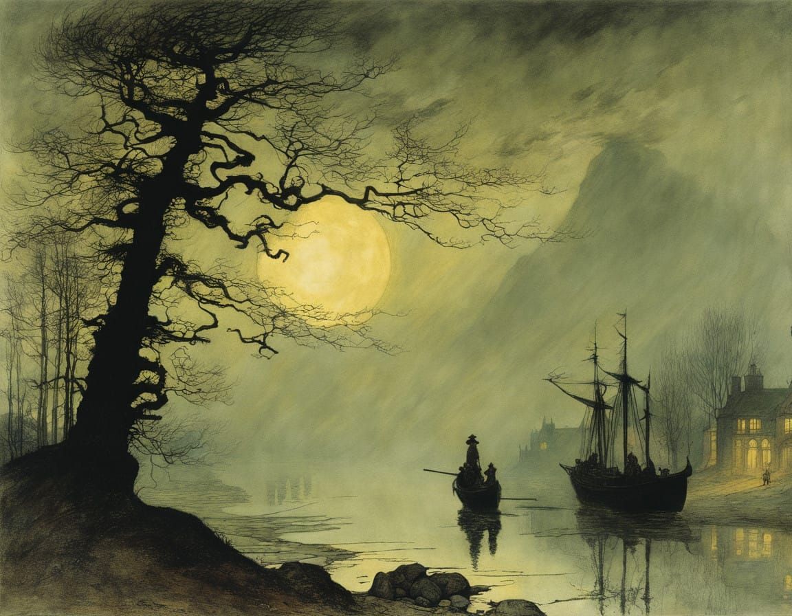 Expressionist Demon in Whirling Clouds