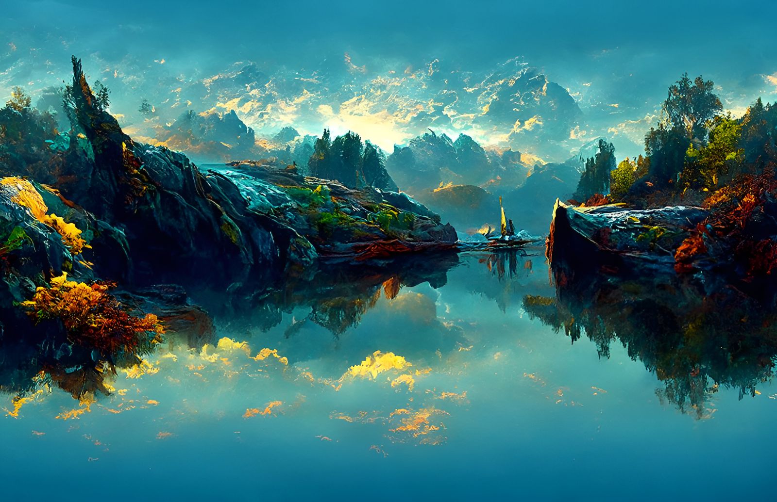 Ship Sails Dark Seas: Hyperrealistic Seascape Painting