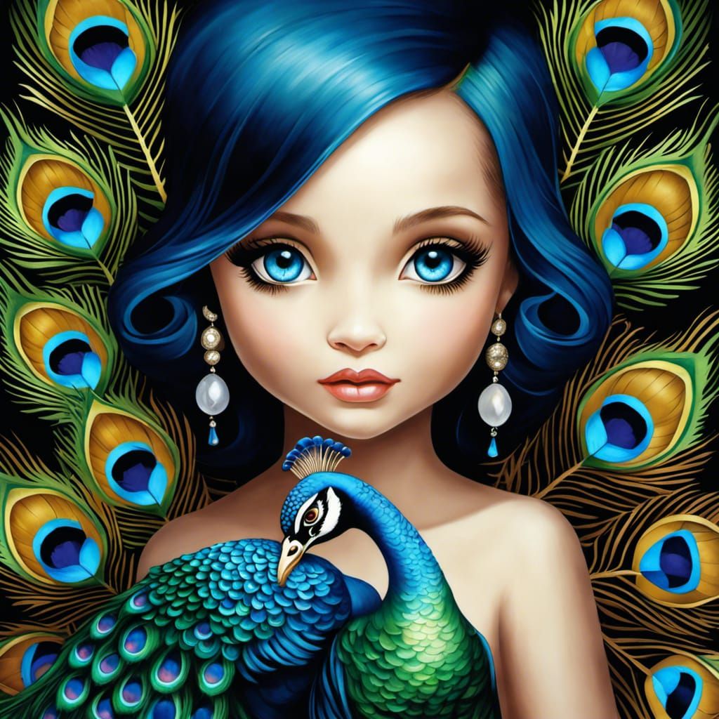 Majestic Peacock in Fantasy Art Style