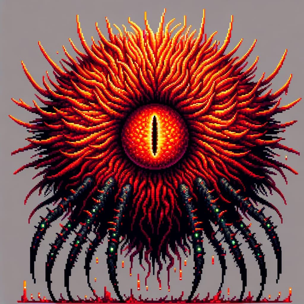 Menacing Fur Sphere in 8-bit Pixel Art