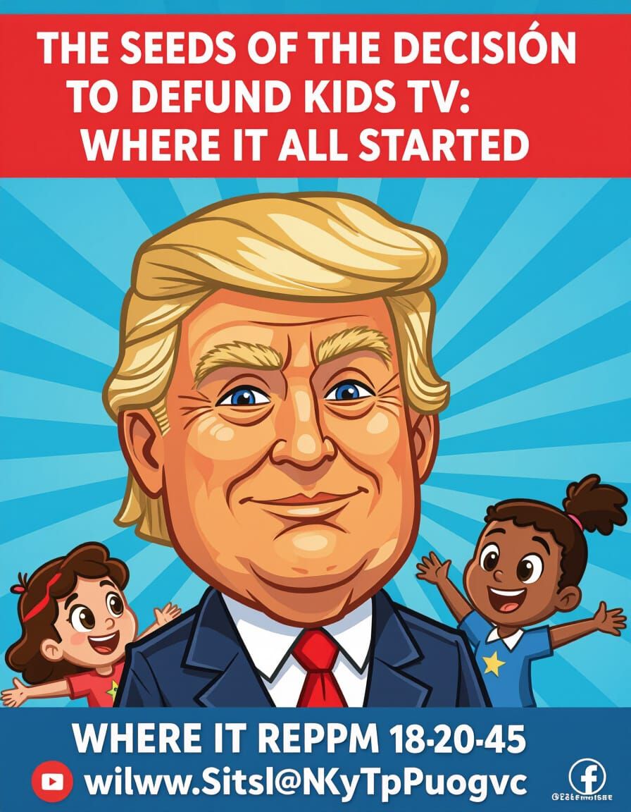 Vibrant Cartoon of Donald Trump Making Decisions