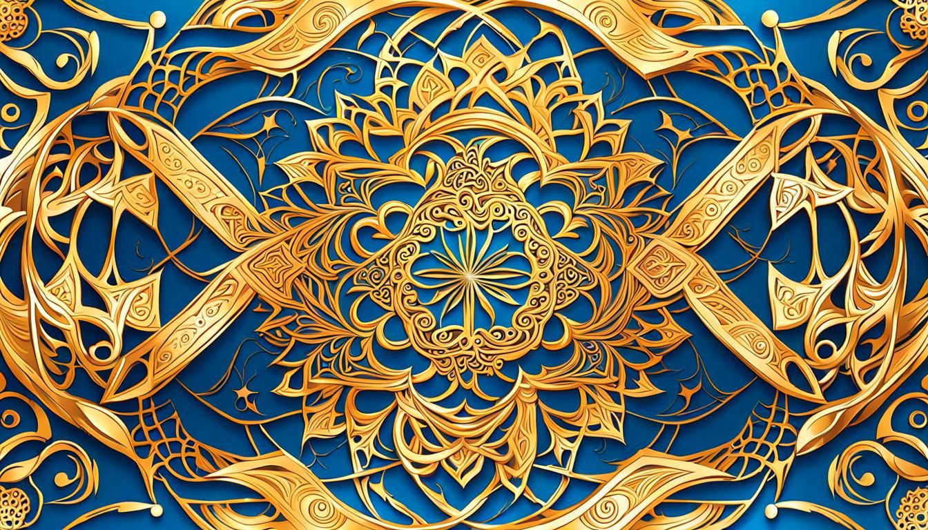 Golden Muslim Vignette Patterns with Abstract Fractals