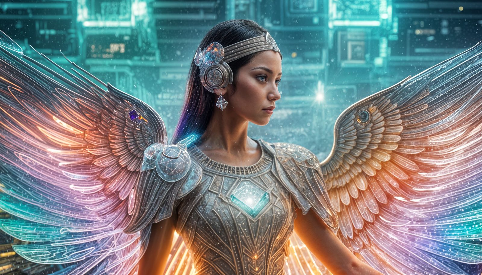 Electric Rain on Crystal Snow: AI-Generated Image