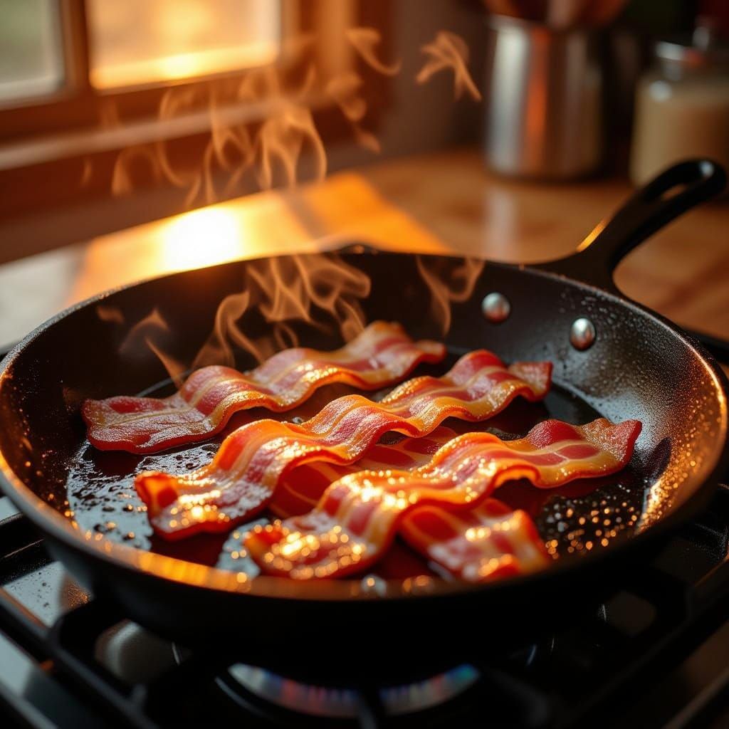 Crispy Bacon Sizzling: Digital Painting and Photography