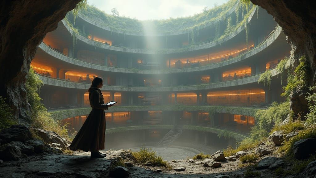 Visionary Architect Stands at Edge of Futuristic Refuge in R...