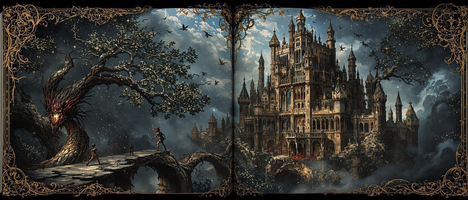 Surreal Castle of Darkness in Intricate Digital Art