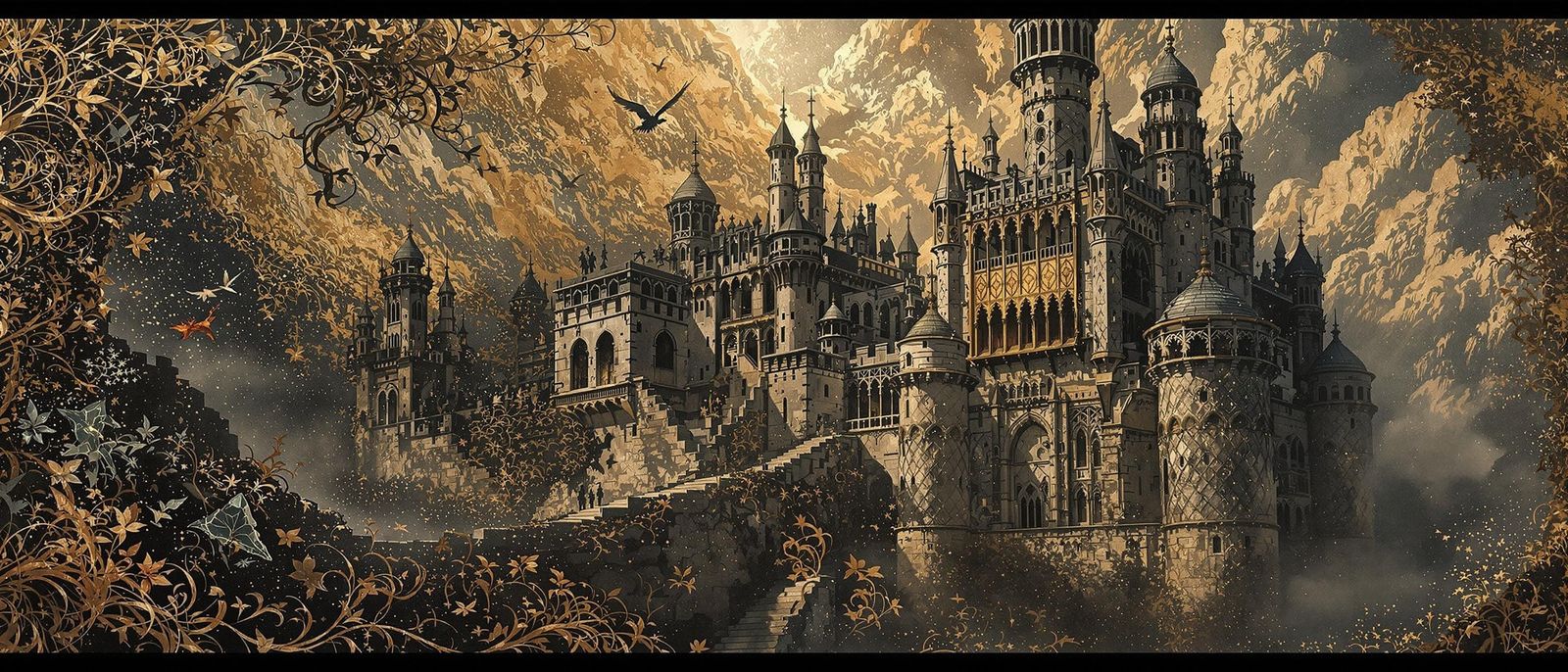 Surreal Castle of Darkness in Intricate Digital Art