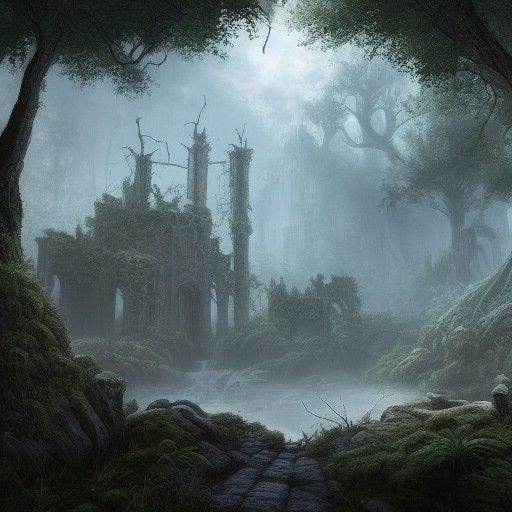 Detailed Forest Ruins Concept Art
