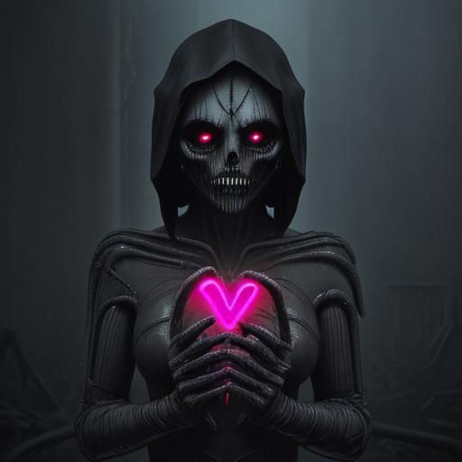 Giger-esque Ruins: A Dark Neon Heart