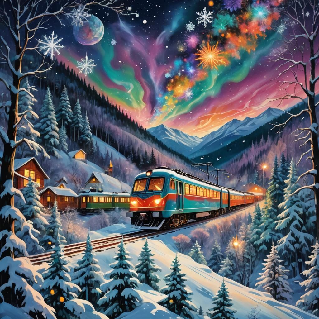 Cyberpunk Russian Trains Unite in Enchanted Forest Christmas...