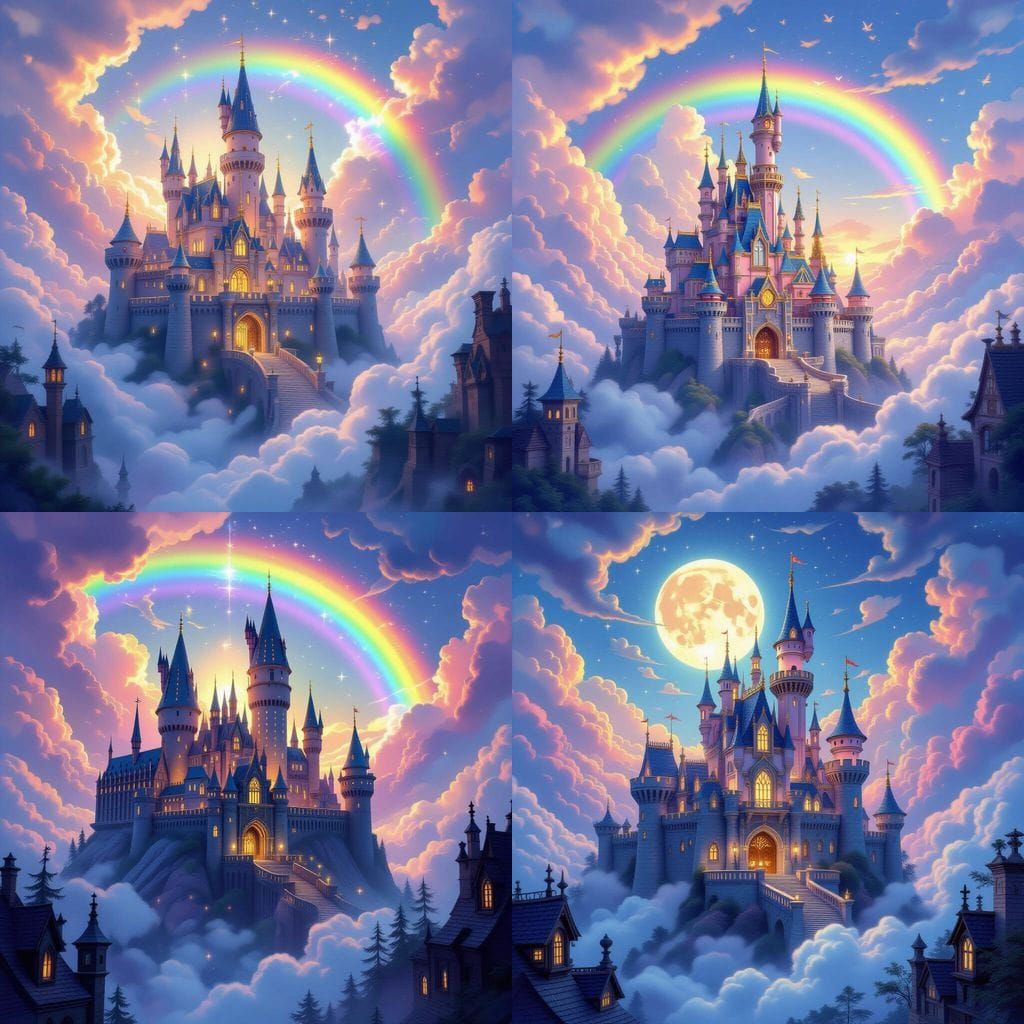 Magical School of Sorcery in Rainbow Clouds