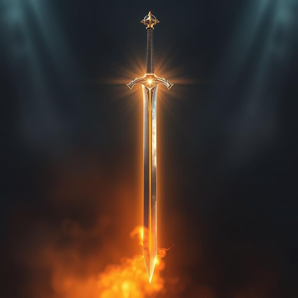 Radiant Crusader Longsword with Glowing Sunburst