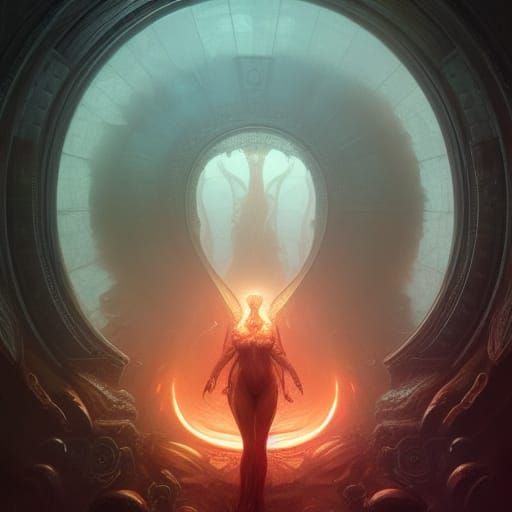 Uterus Interior in Dark Fantasy Style
