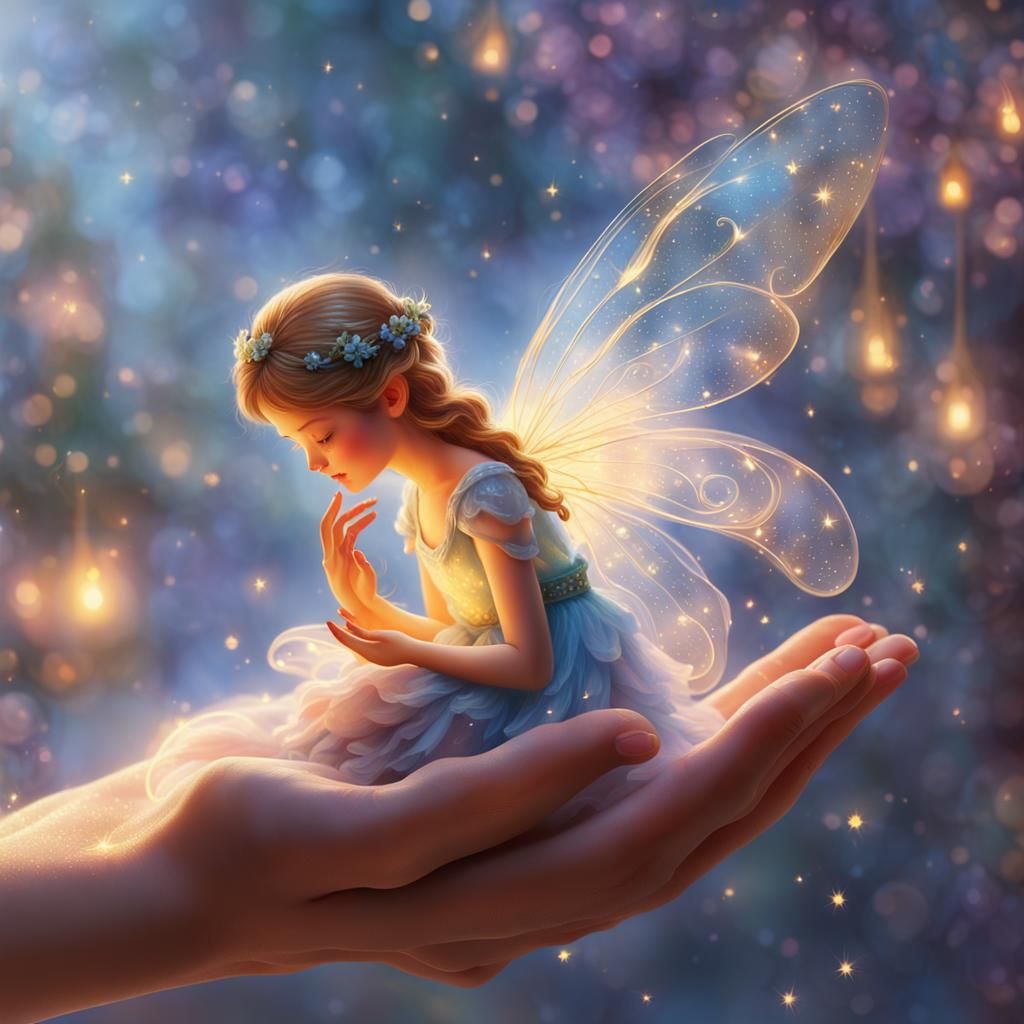 Ethereal Fairy Resting in Golden Light