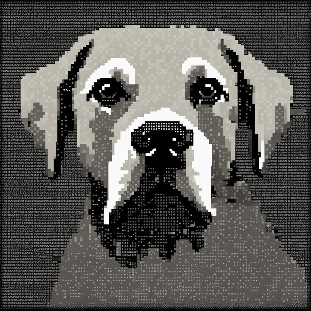 Dog Portrait in ASCII Art Style