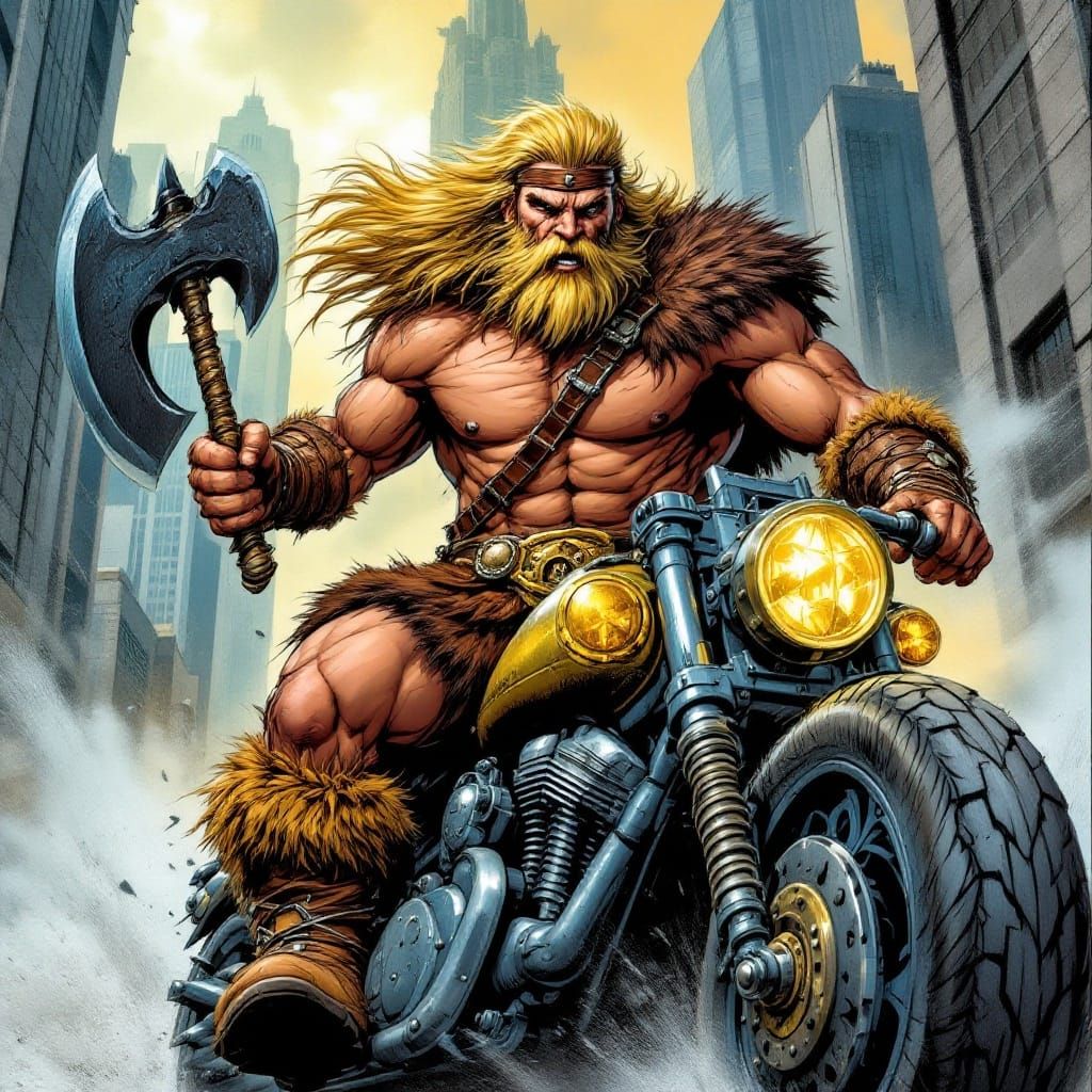 Barbarian in Modern City Chaos