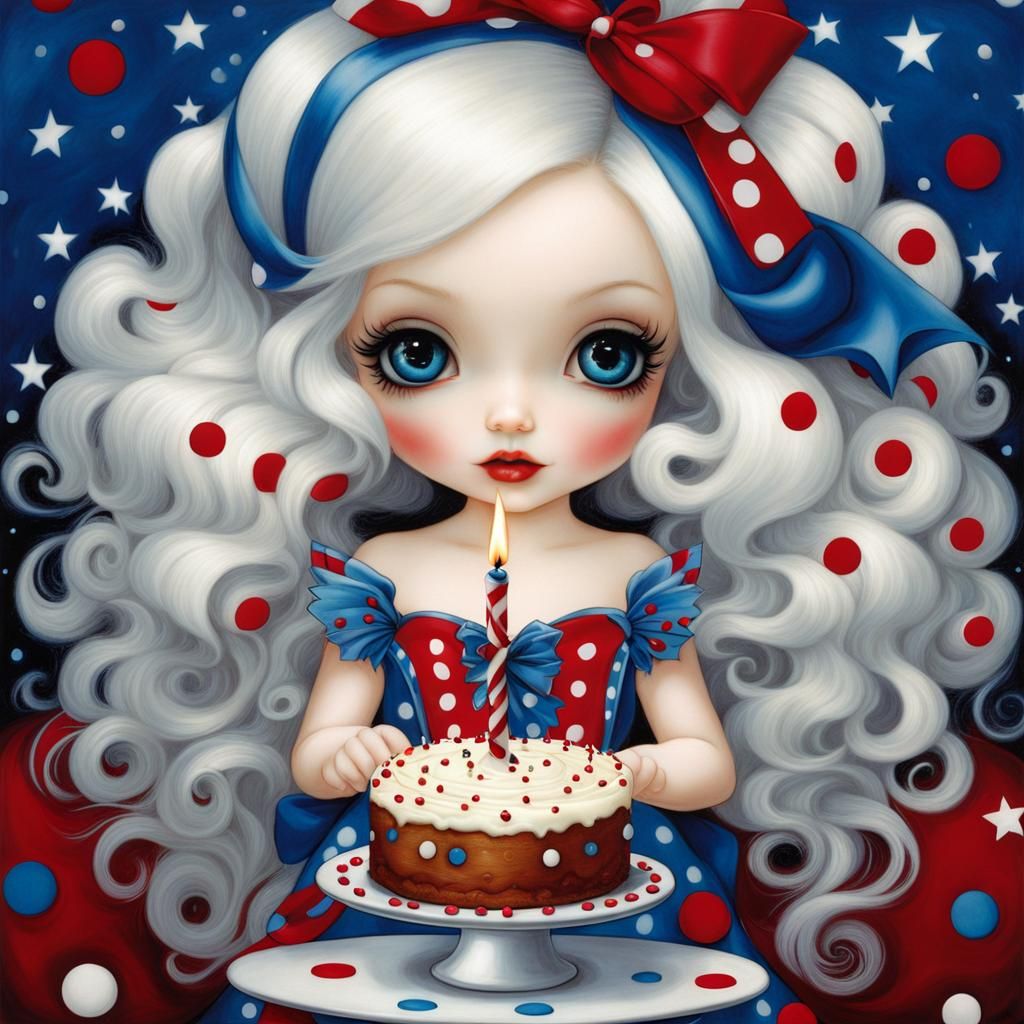 Polka Dot Birthday Doll in Surreal Style