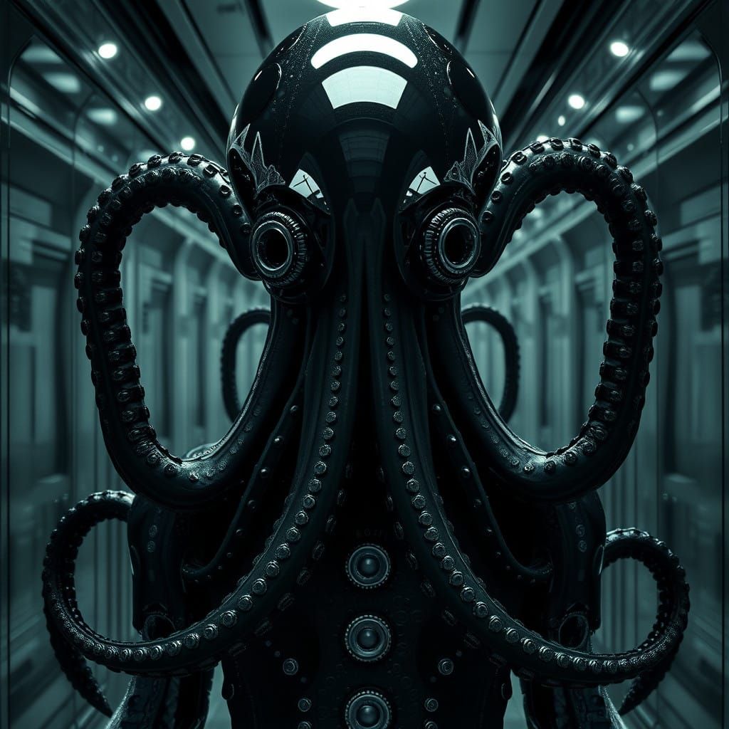 Eldritch Being in Mirrored Corridors