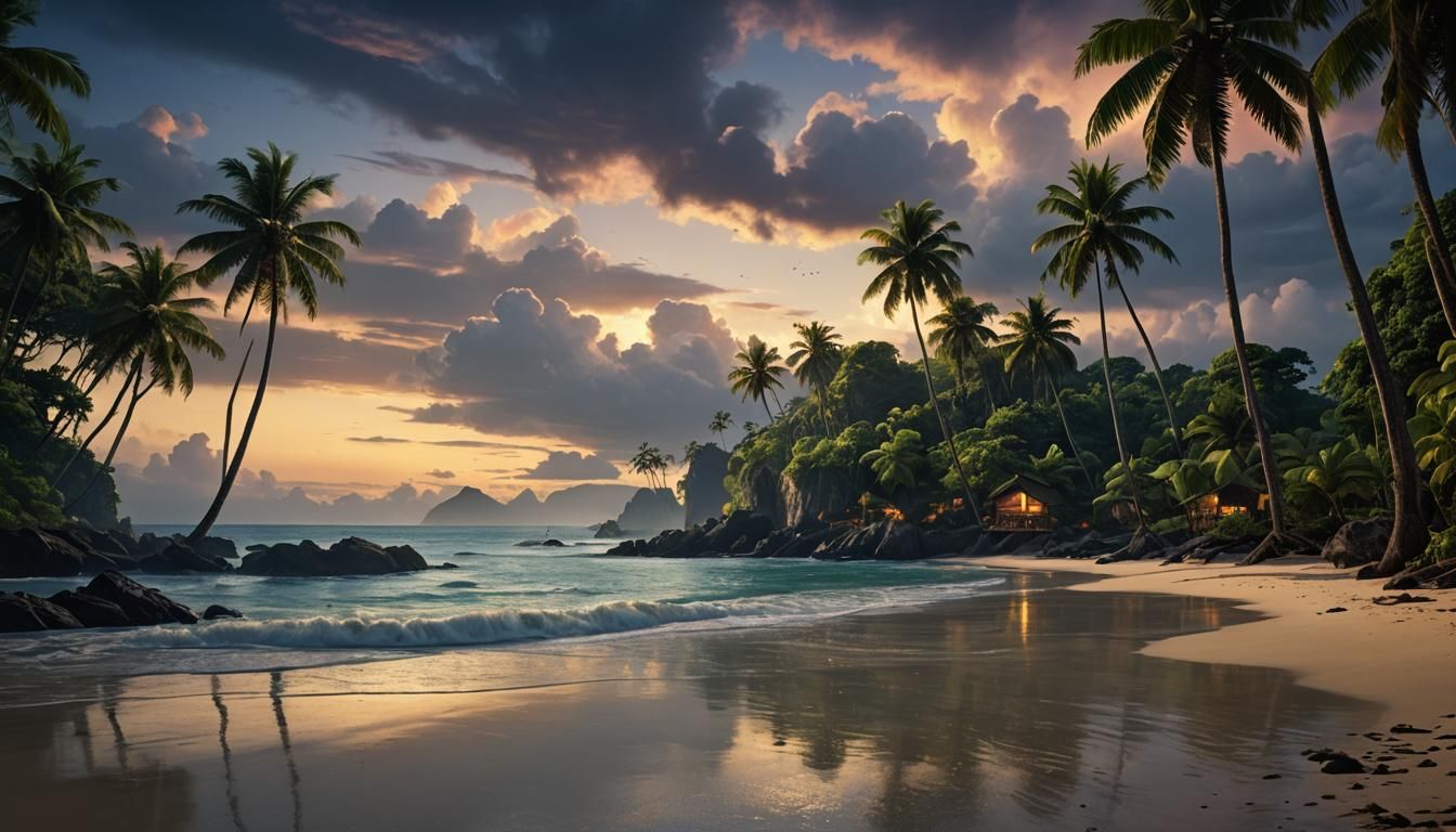 Tropical Island at Midnight: Digital Matte Painting