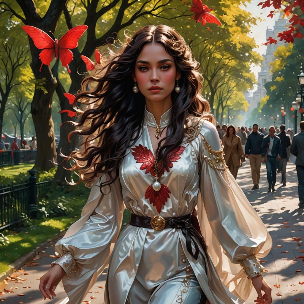 Woman with Angel Wings in Hyperdetailed Portrait