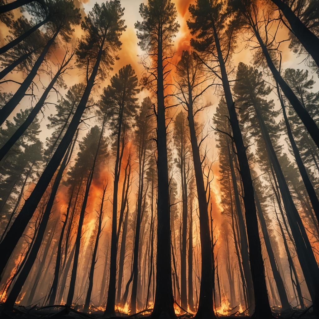 Inferno: Forest Fire in Surreal Expressionist Style