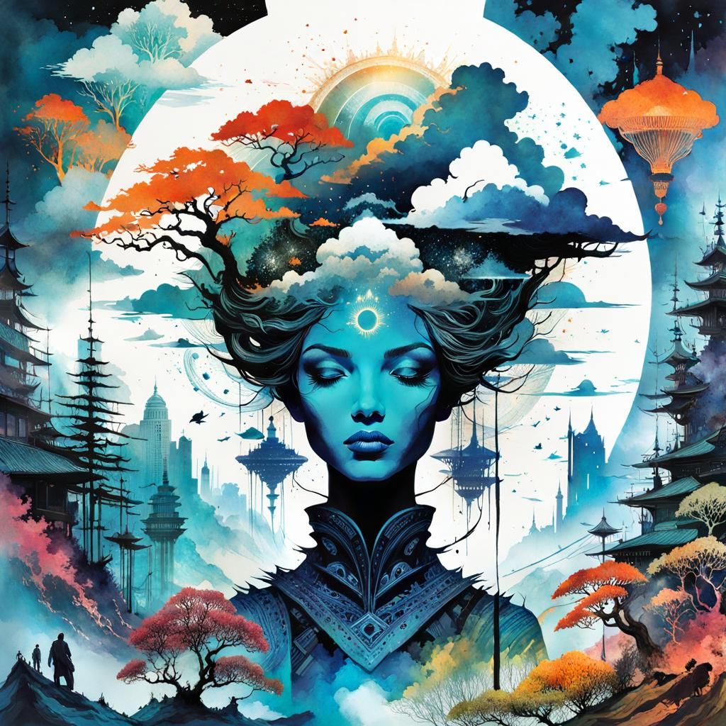 Cosmic Zentangle: Surreal Double Exposure Collage