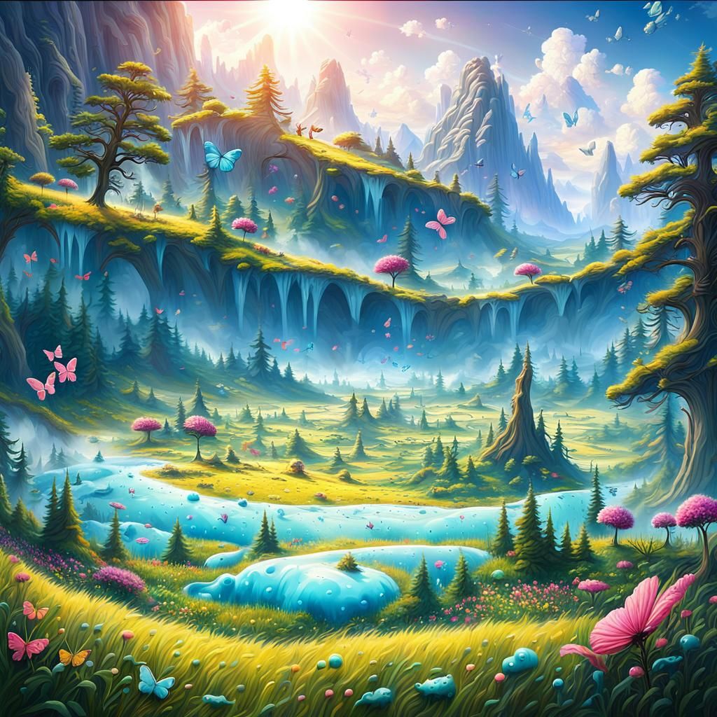 Cute Slimes on a Sunny Meadow