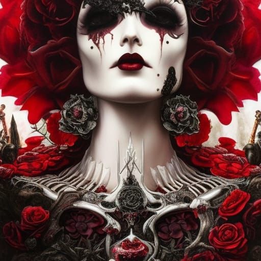 Intricate Gothic Cake with Rose and Coffin