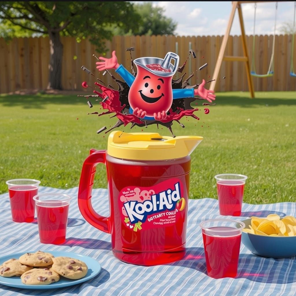 Kool-Aid Man Bursts Through Summer Picnic