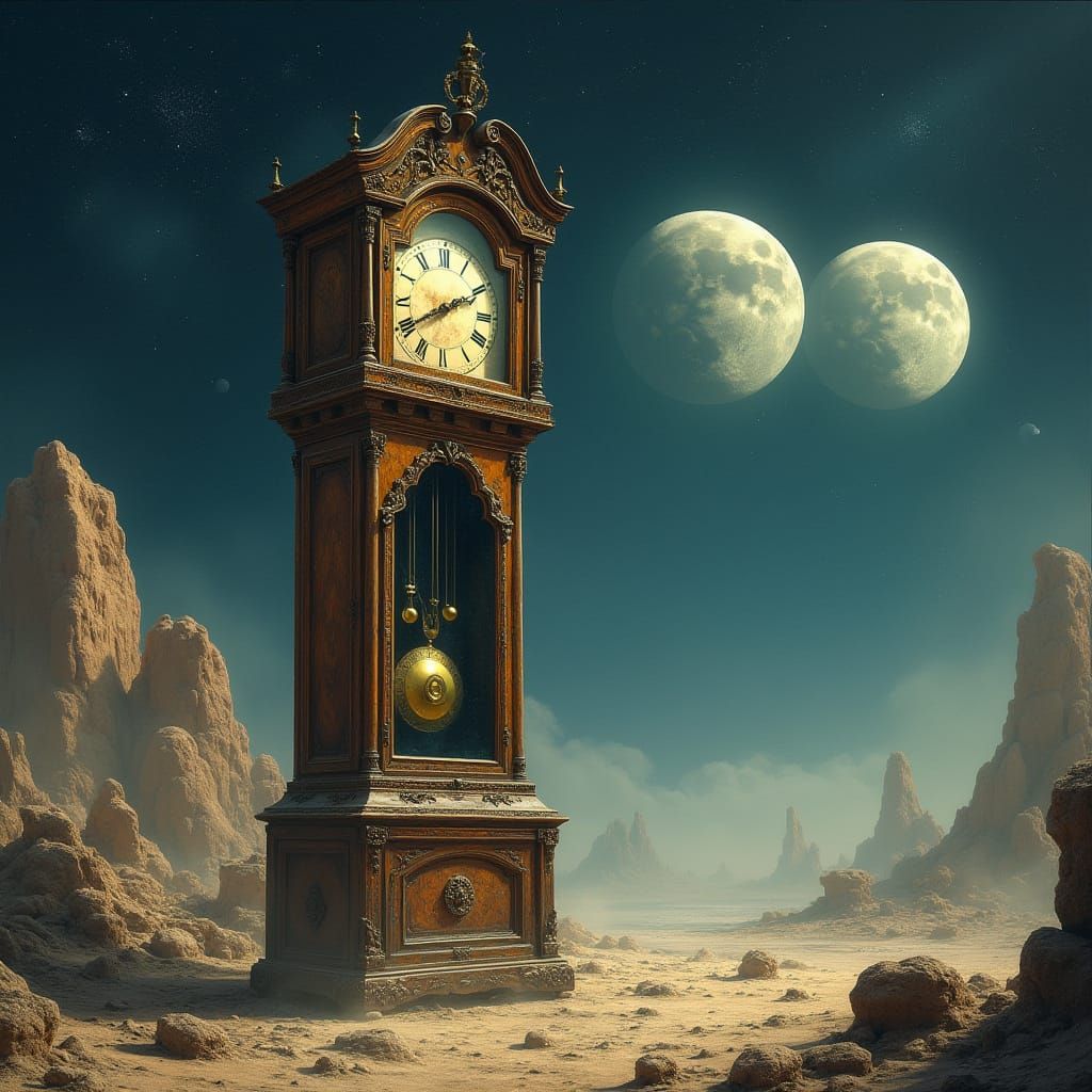 Surreal Clock on Alien World: Painterly Lighting