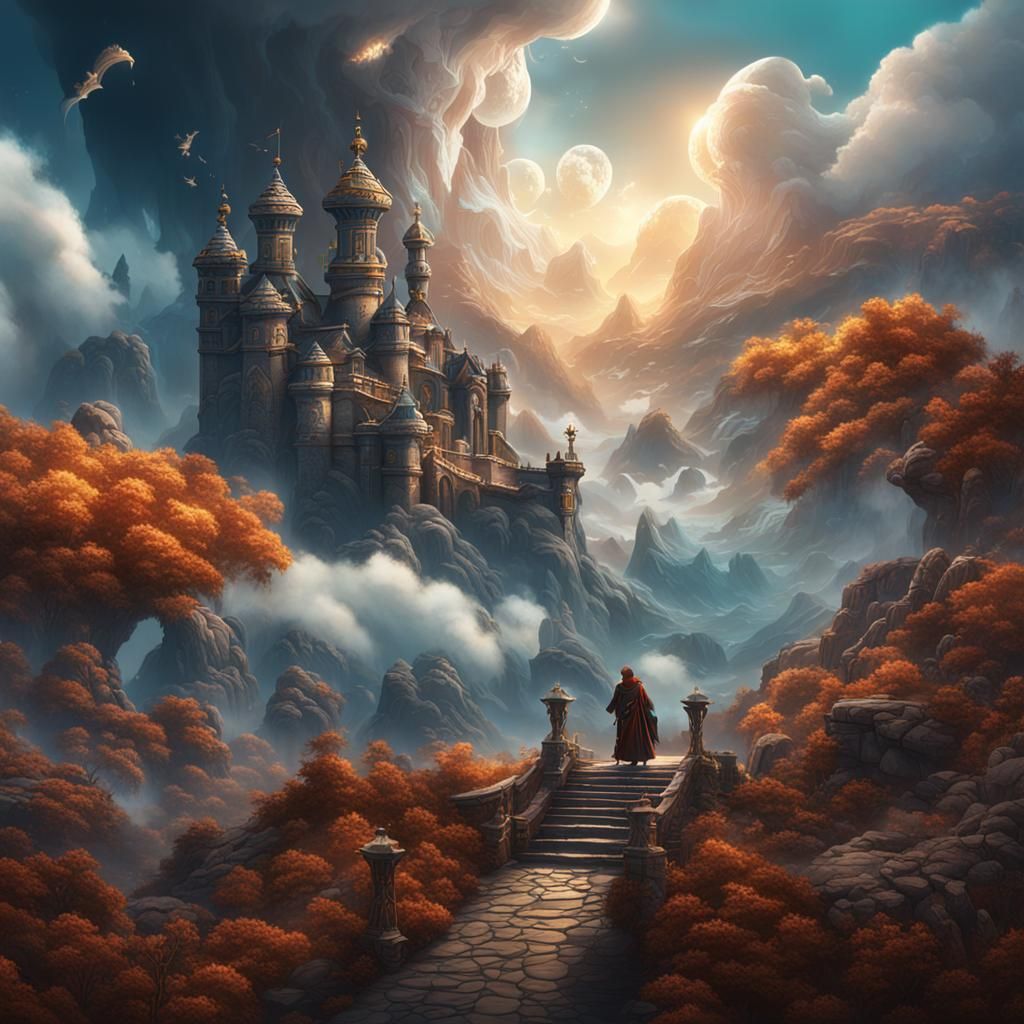 Fantastical Cloud Fever Matte Painting in Deep Color