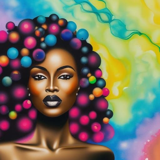 Vivid Portrait of a Woman with Geometric Elements