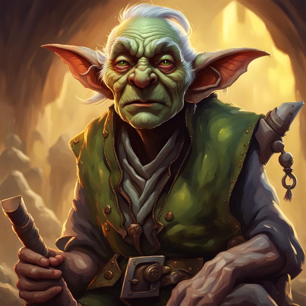 Goblin Grandpa with Bow: Hyperrealistic RPG Art