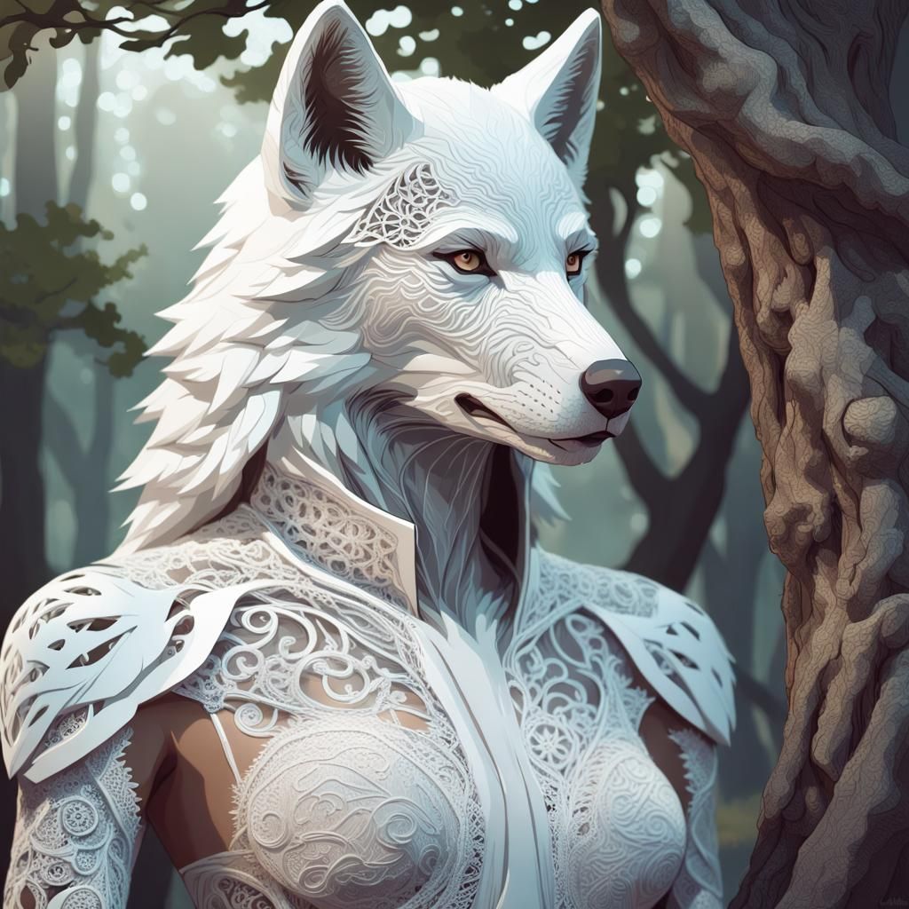 Lace white lady wolf