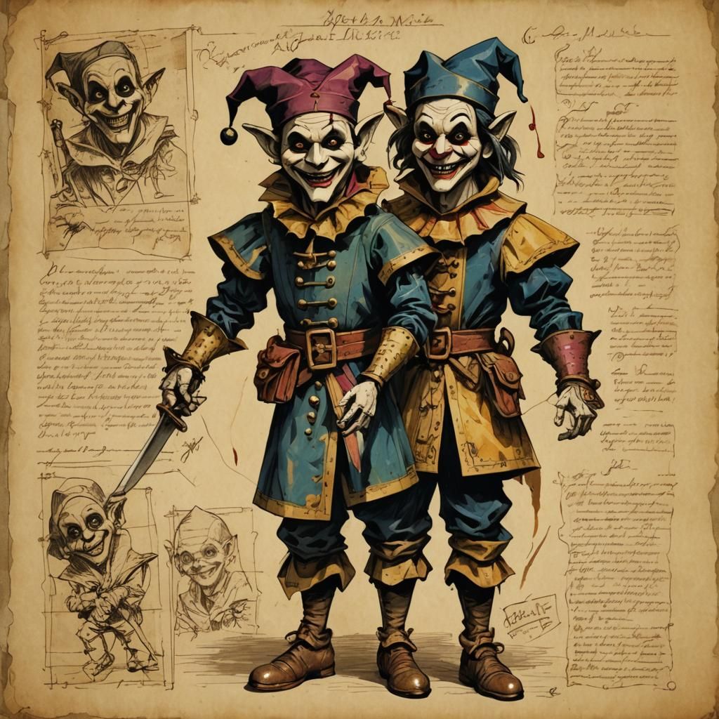 Jester Puppet Design Manuscript in Detailed Matte Painting